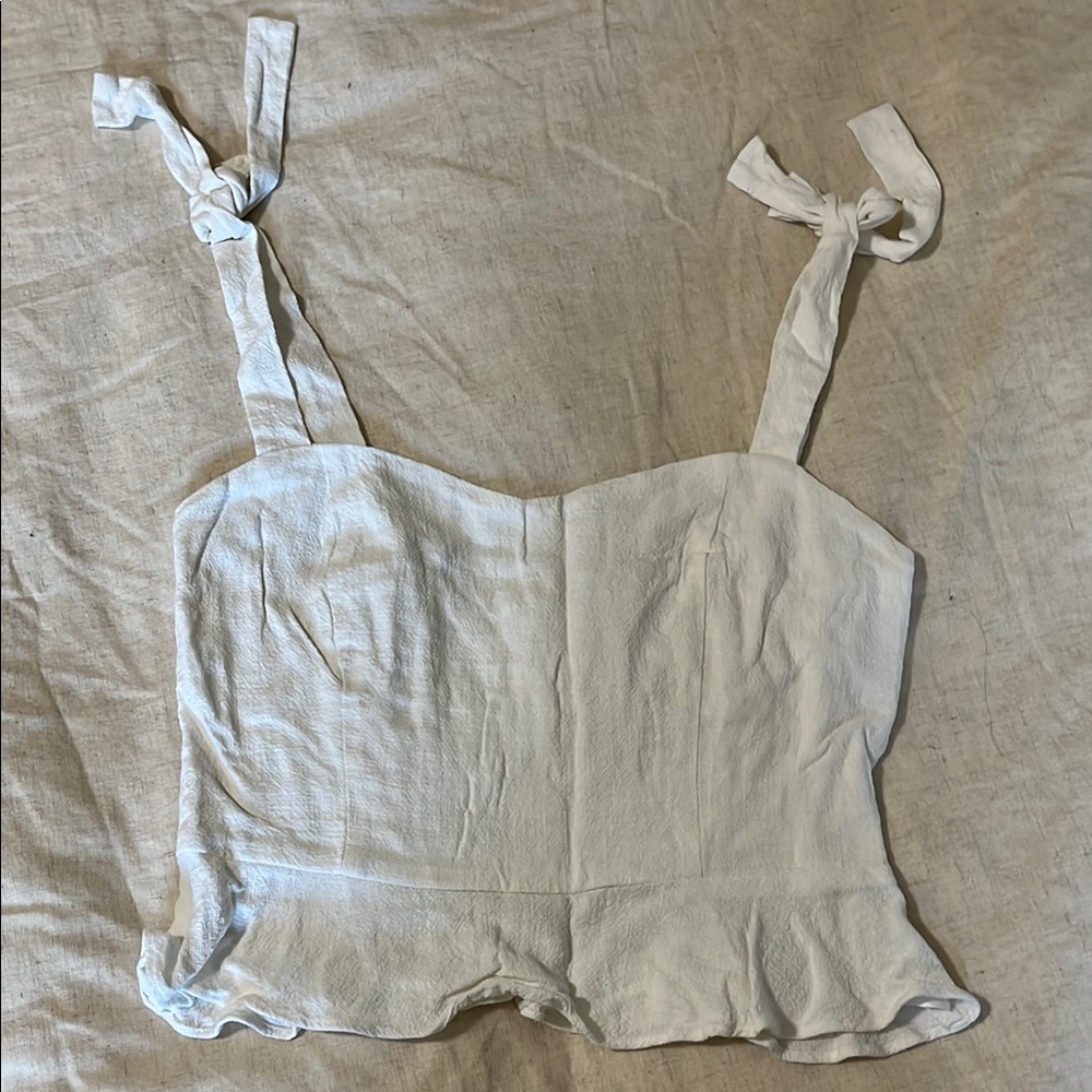 Elodie White Crop Tie detail Tank Top
